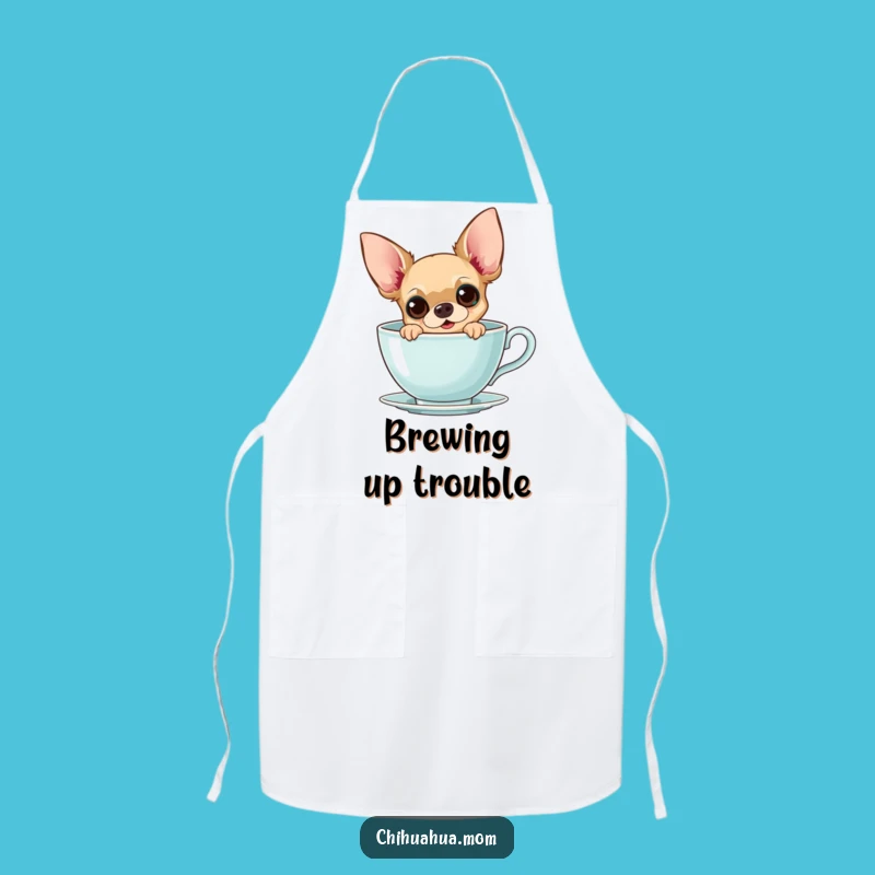 Funny Chihuahua Teacup Apron: Cook with Curiosity, Perfect Kitchen Gift!