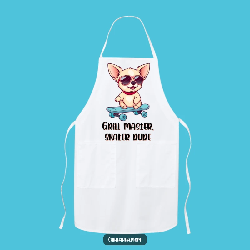 Funny Skater Chihuahua Apron: Cook Like a Cool Dude!