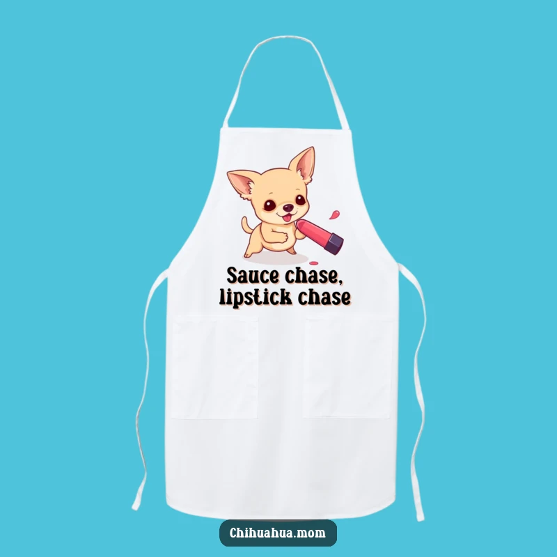 Add a dash of fun to your kitchen with this funny apron! The chihuahua’s chase makes cooking more amusing.