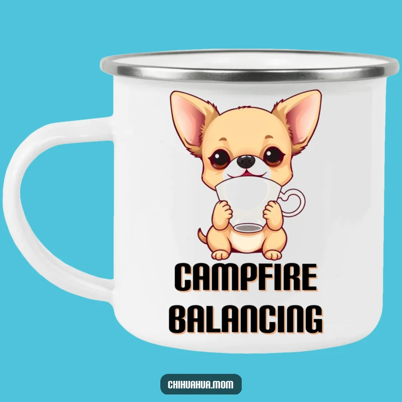 Funny Balancing Chihuahua Camping Mug - Playful Outdoor Trick Gift