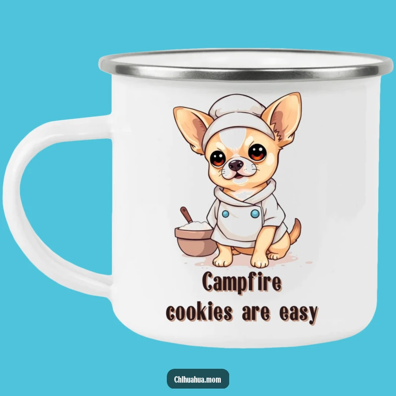 Funny Baker Chihuahua Camping Mug: Coffee with a Cozy Chef
