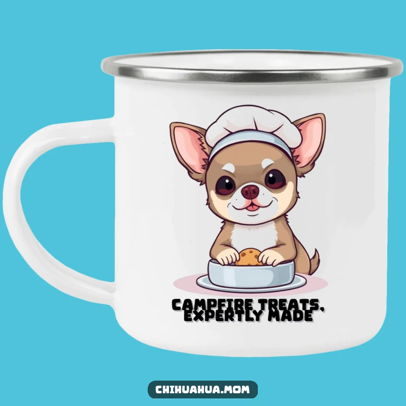 Funny Chef Chihuahua Camping Mug: Bake and Brew Anywhere!