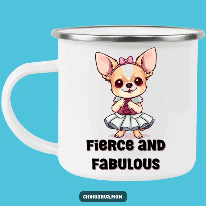 Funny Chihuahua Fancy Dress Camping Mug: Dramatic Campfire Companion!