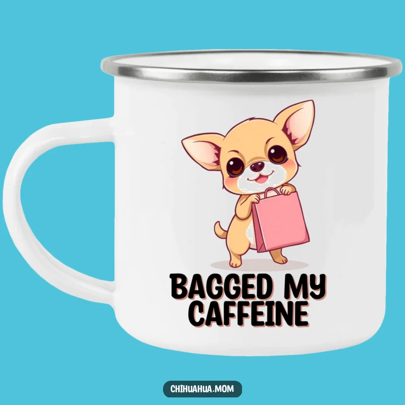 Funny Chihuahua Enamel Mug: Hilarious Outdoor Adventure, Perfect Camp Funny Gift!