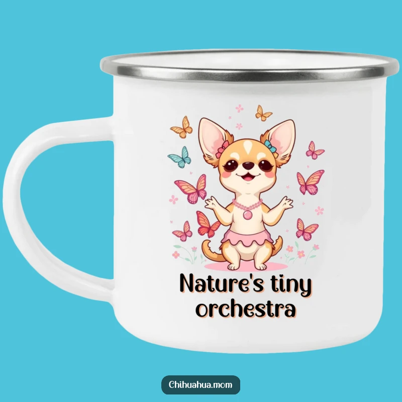 Funny Chihuahua Lady Butterfly Choir Camping Mug - Adventure & Laughter!