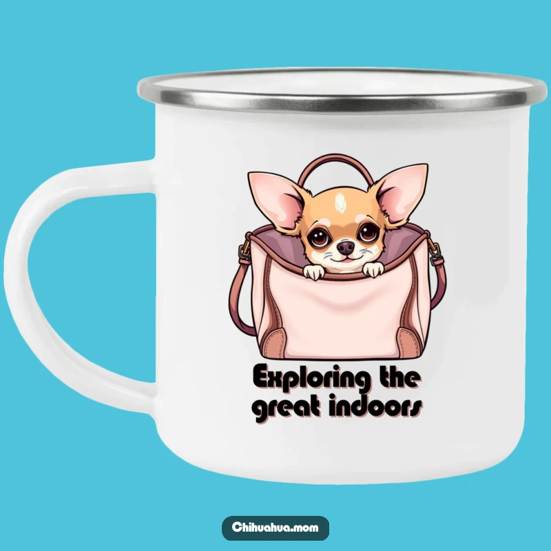 Funny Curious Chihuahua Camping Mug: Sip with Stylish Curiosity