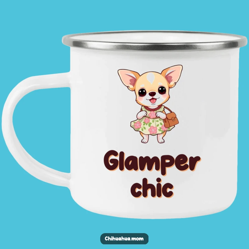 Funny Chihuahua Dress Camping Mug: Floral Adventures