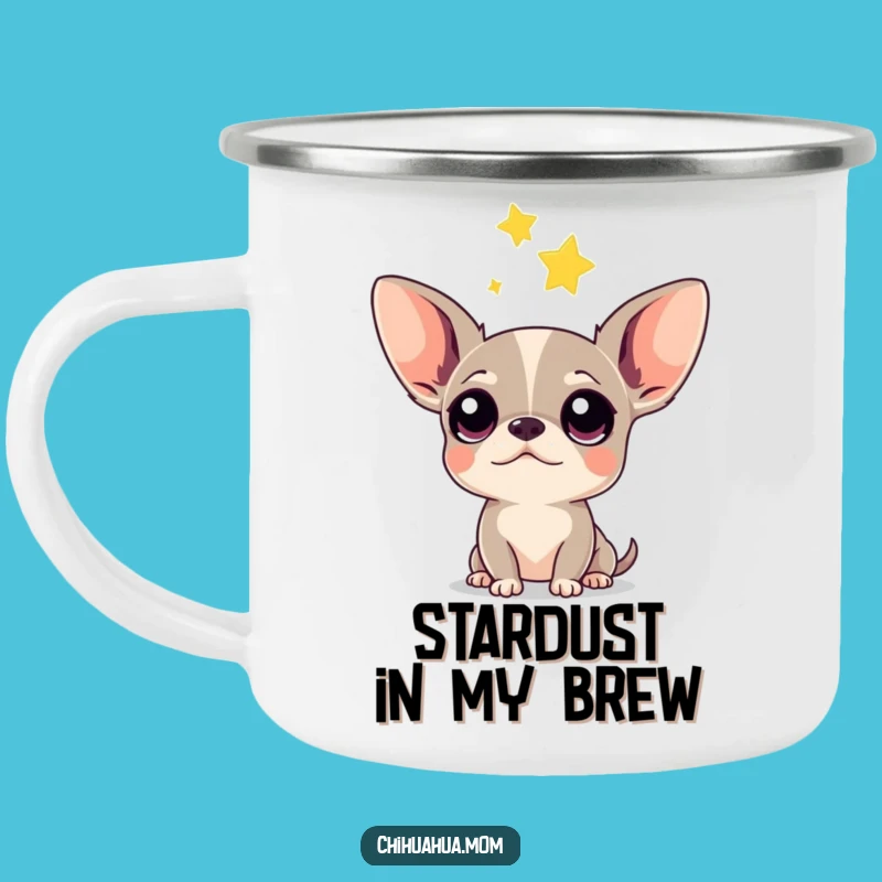 Funny Chihuahua Enamel Camping Mug: Star Gazing Pup - Outdoor Gift