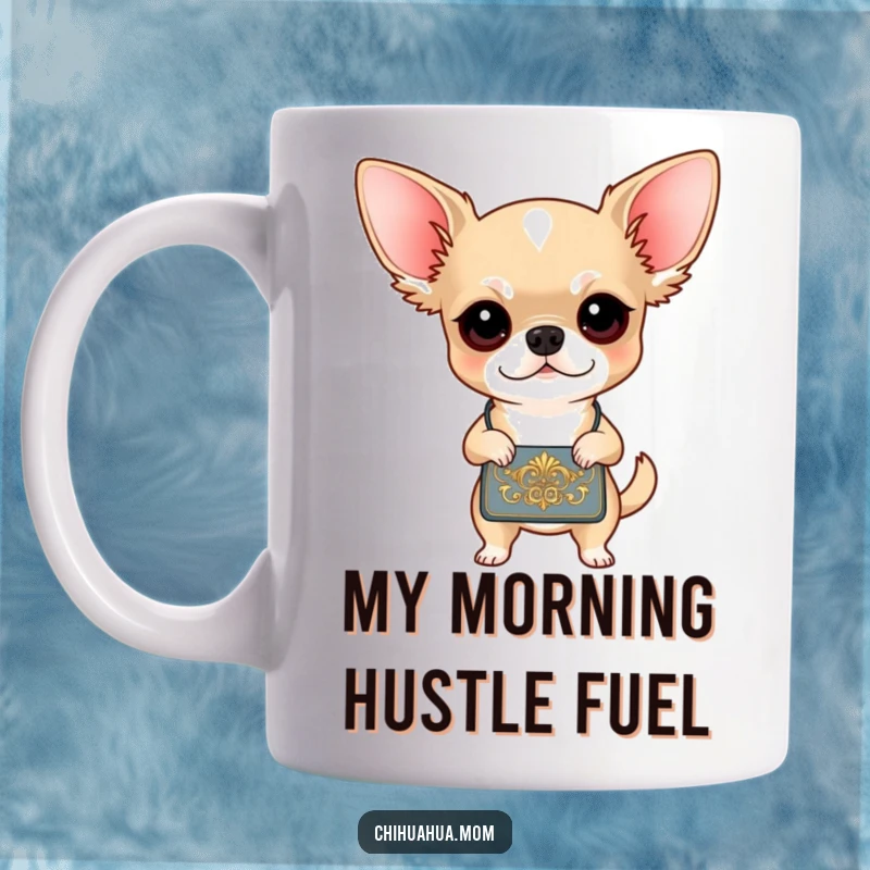 Funny Chihuahua Diva Mug: Determined pup with a fancy handbag, exuding confidence and style. A hilarious gift for dog lovers.