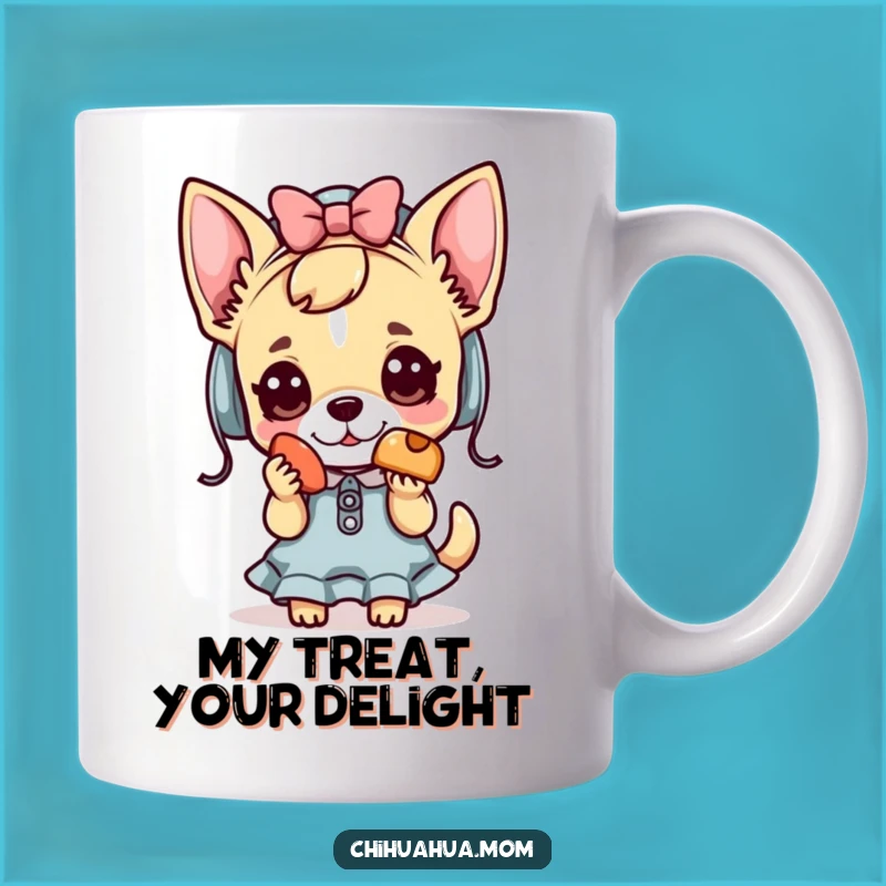 Funny Kawaii Chihuahua Lady Mug: Adorable Treat Offering Character, Perfect Funny Gift