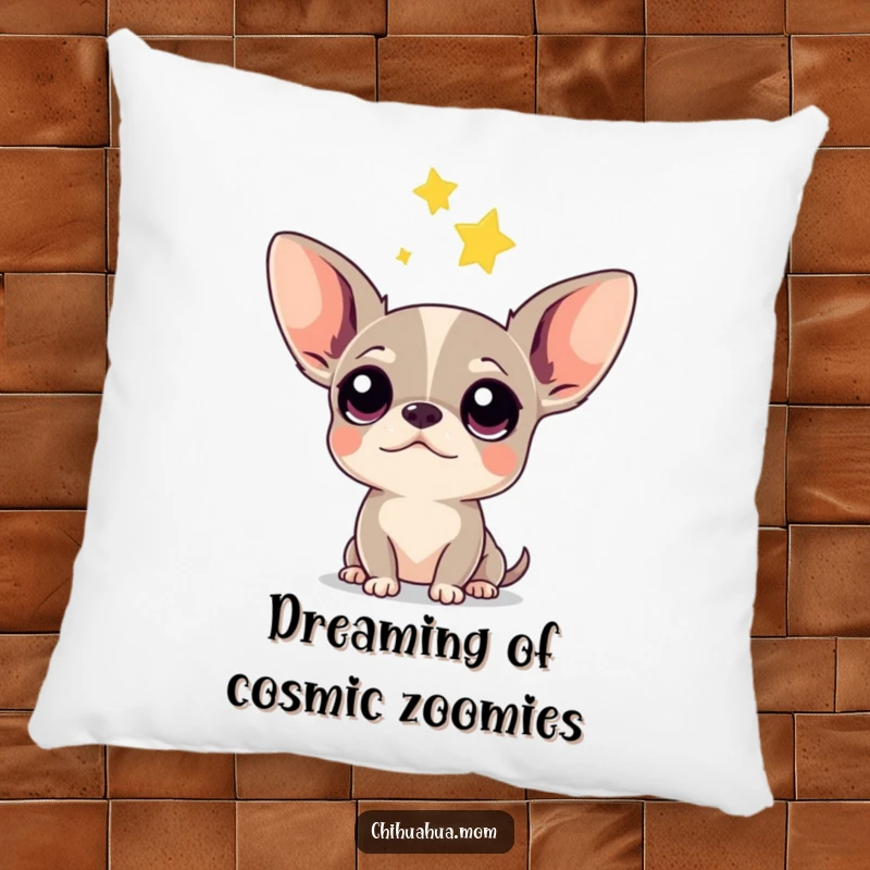 Funny Chihuahua Pillow: A soft pillow with a chihuahua's large, curious eyes fixated on a distant falling star.