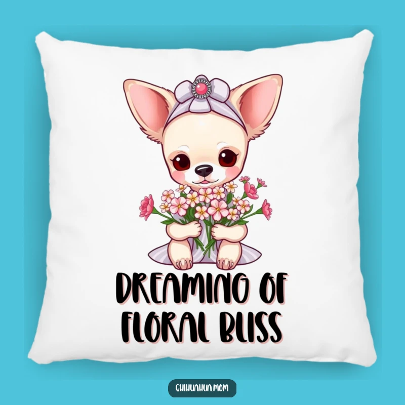 Funny Pampered Chihuahua Lady Flower Pillow - Cozy & Elegant Gift!