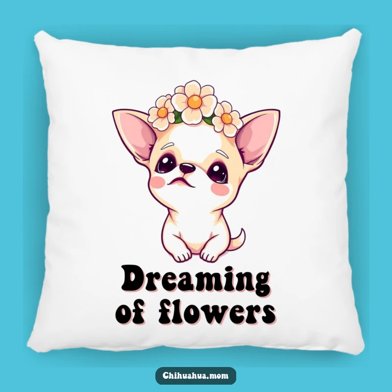 Funny Chihuahua Flower Crown Pillow: Cozy Boho Accent Pillow!