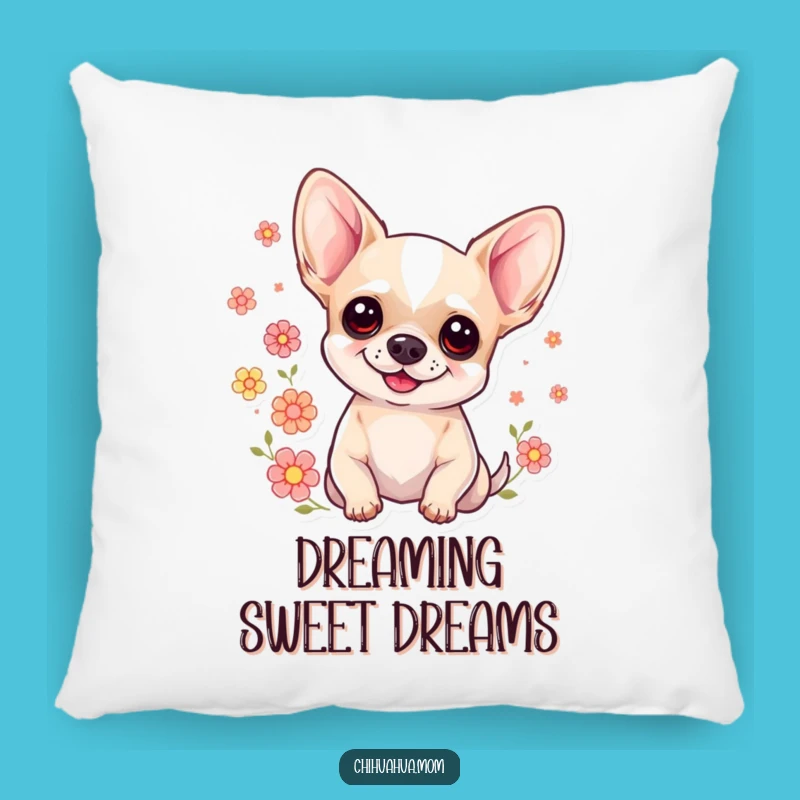 Funny Floral Chihuahua Pillow: Sweet Smile Softness - Perfect Funny Gift!