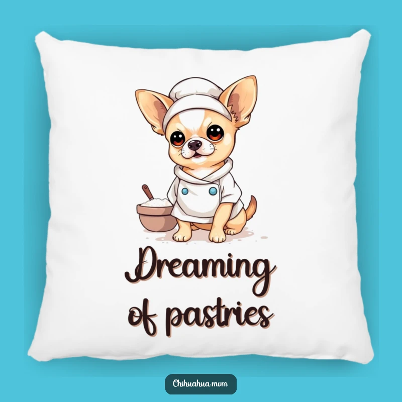 Funny Baker Chihuahua Pillow: Cozy Comfort with a Floury Friend