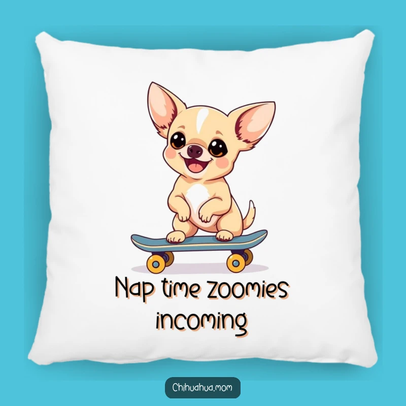 Funny Chihuahua Skateboarder Pillow: Adorable & Hilarious Accent for Your Couch