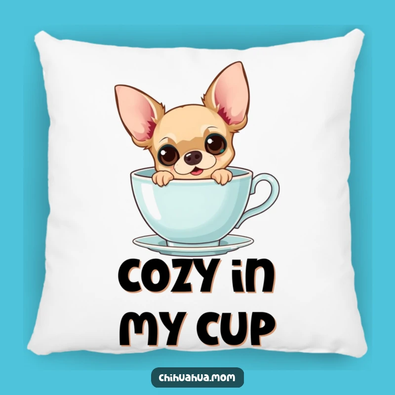 Funny Chihuahua Teacup Pillow: Cozy Up with a Curious Pup, Cute Gift!