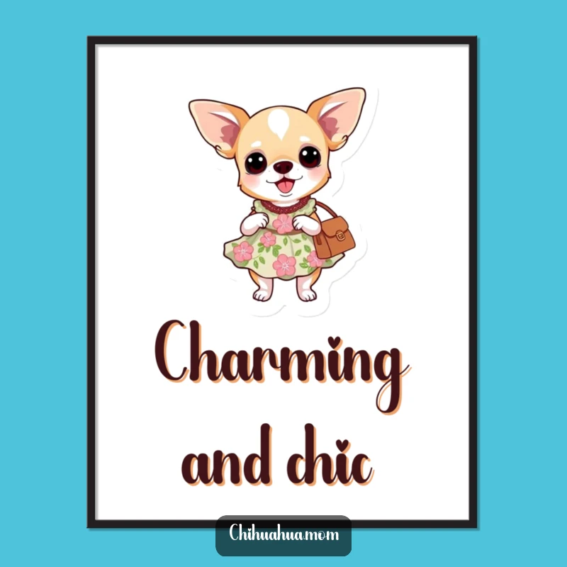 Funny Chihuahua Dress Digital Art: Floral Pup Print