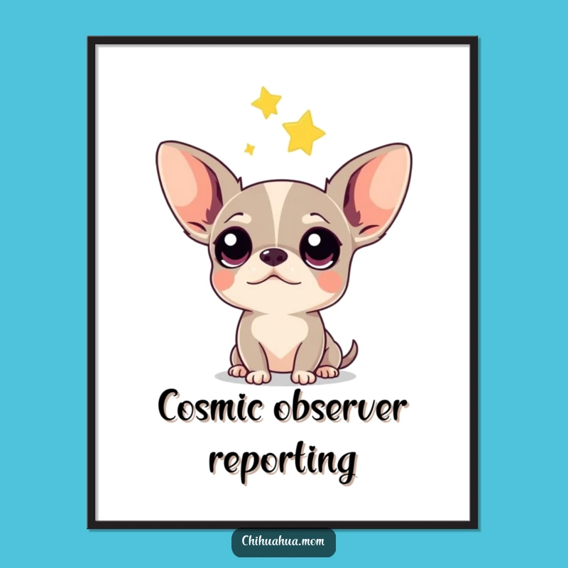Funny Chihuahua Digital Art: Curious Pup & Falling Star - Instant Gift