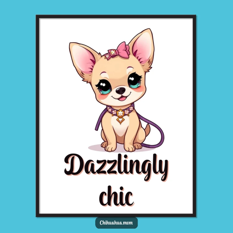 Funny Kawaii Chihuahua Lady Digital Art: Sparkle Style - Instant Funny Gift!