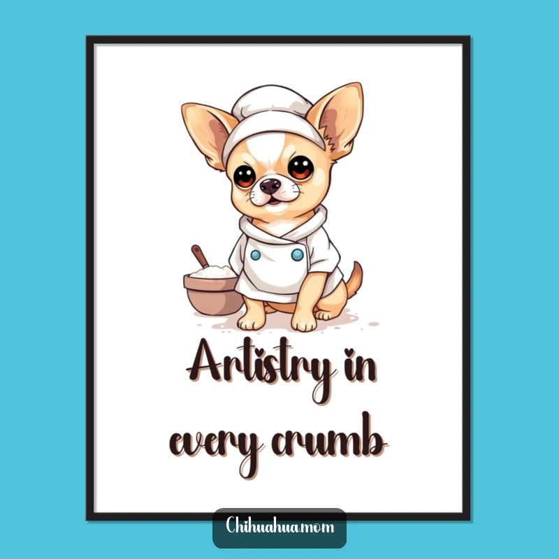 Funny Baker Chihuahua Digital Art: Sweet Pup's Funny Kitchen Decor