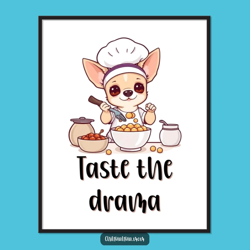 Funny Chihuahua Chef Digital Art: Culinary Canine Print