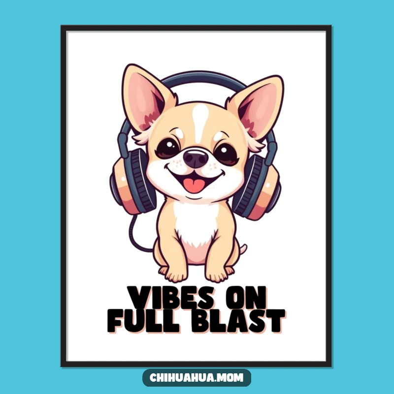 Funny Chihuahua DJ Digital Print: Instant Groovy Art, Perfect Funny Gift!