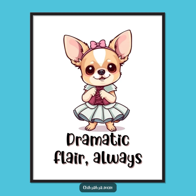 Funny Chihuahua Fancy Dress Digital Print: Dramatic Art for Your Walls!