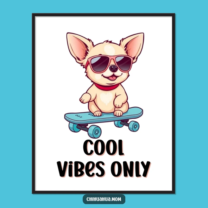 Funny Skater Chihuahua Digital Print: Instant Cool Wall Art!