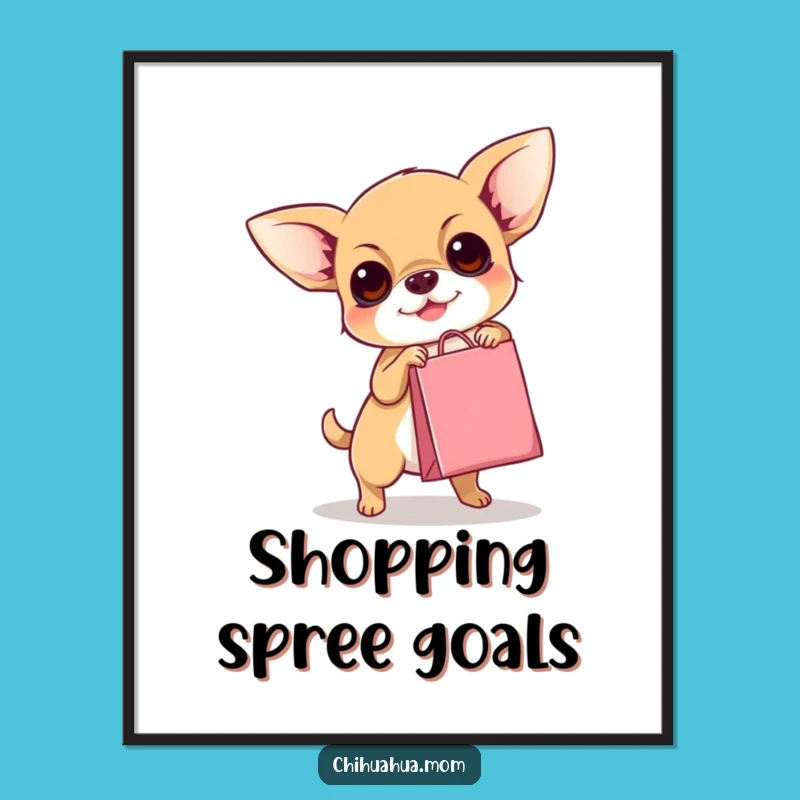 Funny Chihuahua Digital Art: Hilarious Shopping Spree Scene, Instant Download Funny Gift!