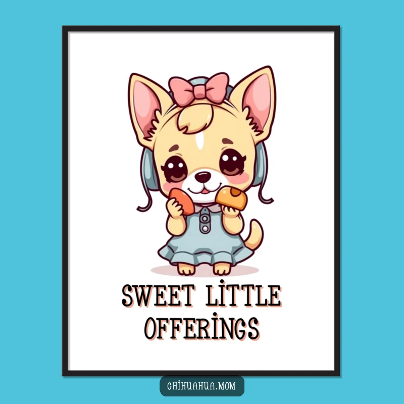 Funny Kawaii Chihuahua Lady Digital Art: Instant Treat Offering Charm, Perfect Funny Gift Download