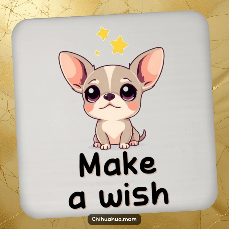 Funny Chihuahua Drink Coaster: A coaster featuring a curious chihuahua with large eyes watching a falling star.