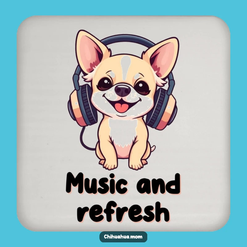 Funny Chihuahua Music Coaster: Protect Surfaces with This Groovy Pup's Funny Gift!