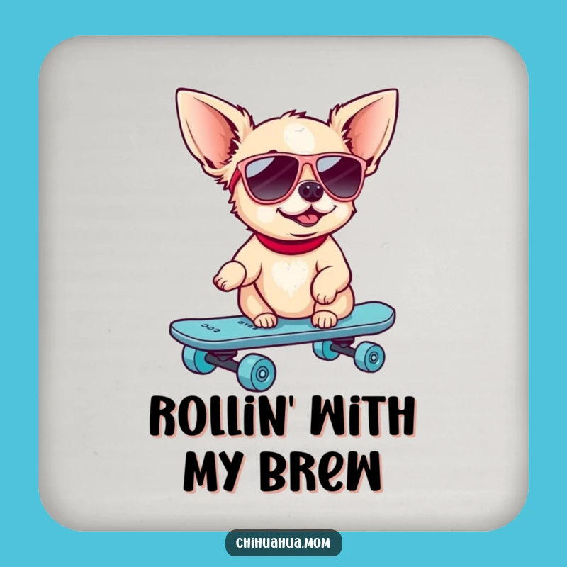 Funny Skater Chihuahua Coasters: Protect Your Table with Cool Style!
