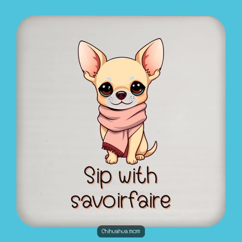 Funny Sophisticated Chihuahua Coasters: Protect Surfaces with Elegant Paws, Chic Funny Gift Set