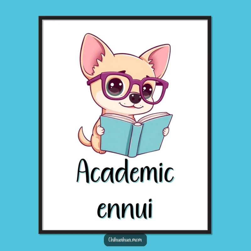 Funny Chihuahua Glasses Poster - Whimsical Art for Book Lovers