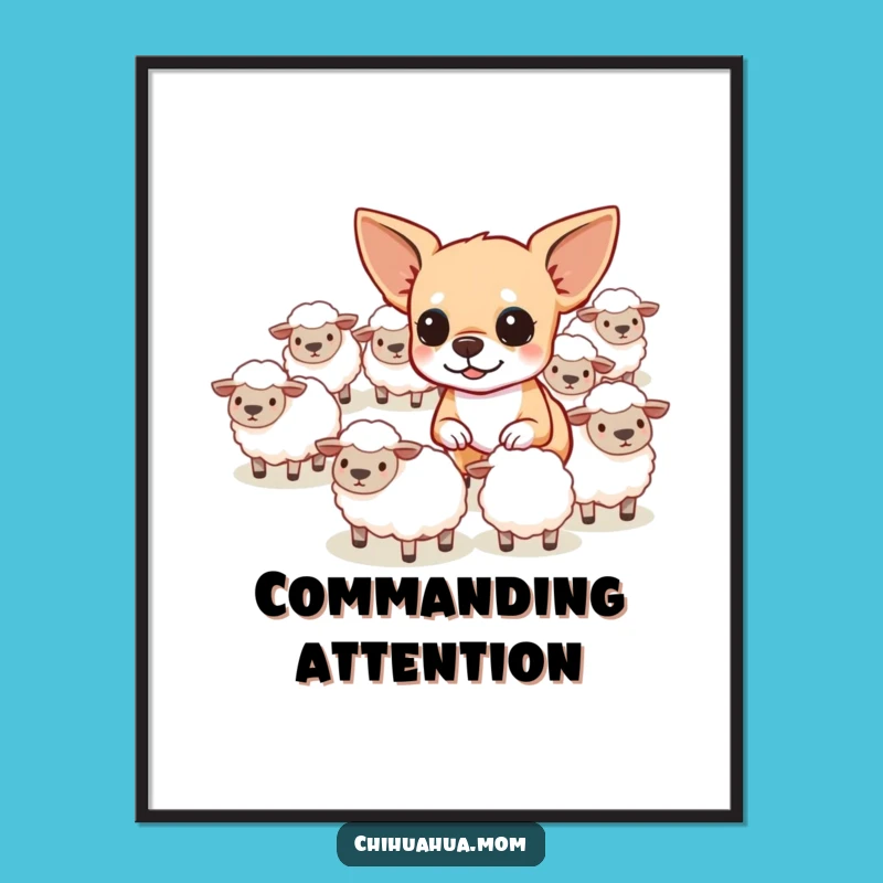 Funny Herding Chihuahua Poster - Determined Dog Farmer Art Gift