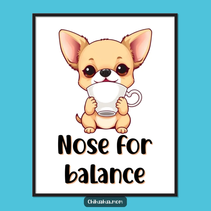 Funny Balancing Chihuahua Poster - Playful Trick Dog Art Gift