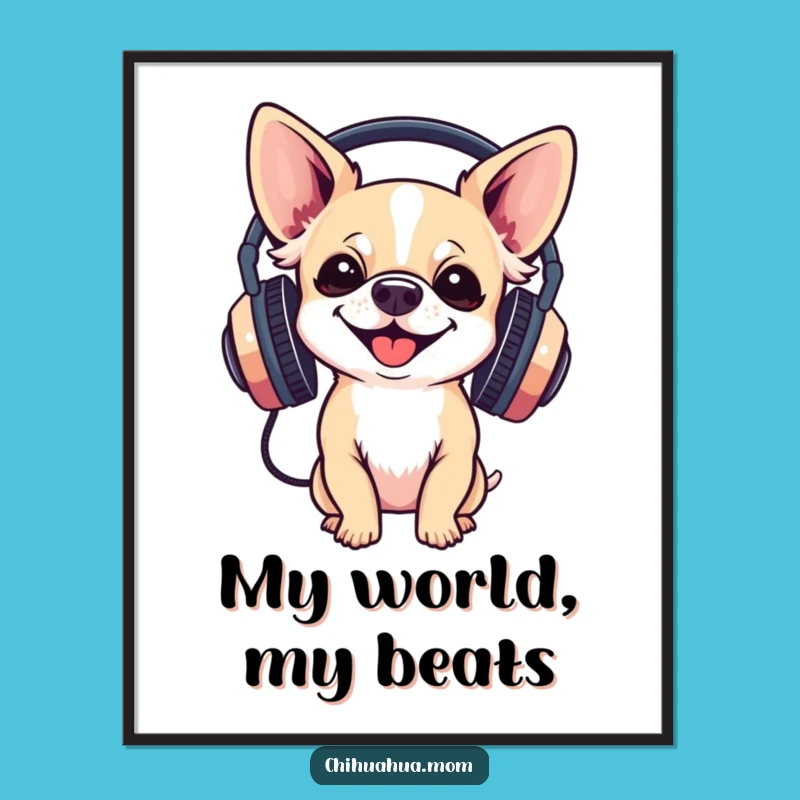 Funny Chihuahua DJ Poster: Vibey Art for Music Lovers, Perfect Funny Gift!