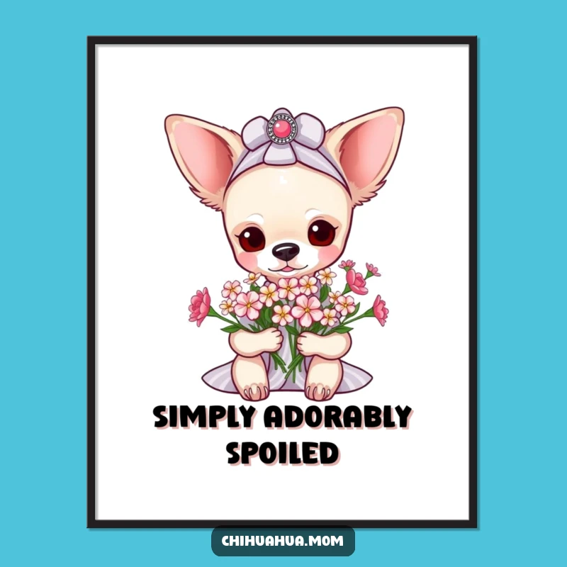 Funny Pampered Chihuahua Lady Flower Poster - Sweet Wall Art!