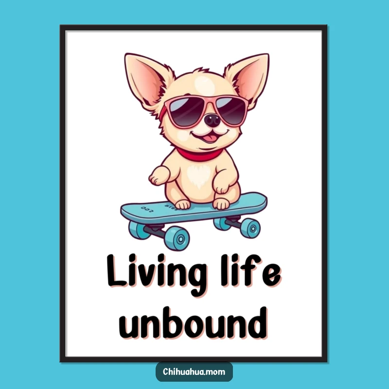 Funny Skater Chihuahua Poster: Cool Wall Art for Dog Lovers!