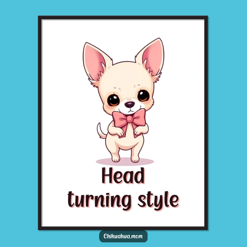Funny Chihuahua Bow Art Print: Fabulous Prancing Dog Decor, Perfect Quirky Funny Gift!