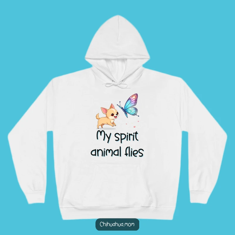 Cozy Funny Chihuahua Butterfly Chase Hoodie: Snuggle Up with Joy!