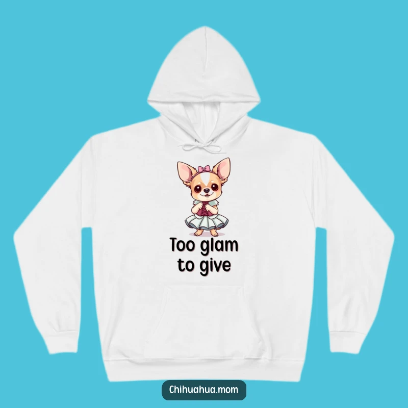 Stay warm and stylish in this incredibly soft hoodie featuring a chihuahua in a spectacular dress. This funny design is sure to turn heads.