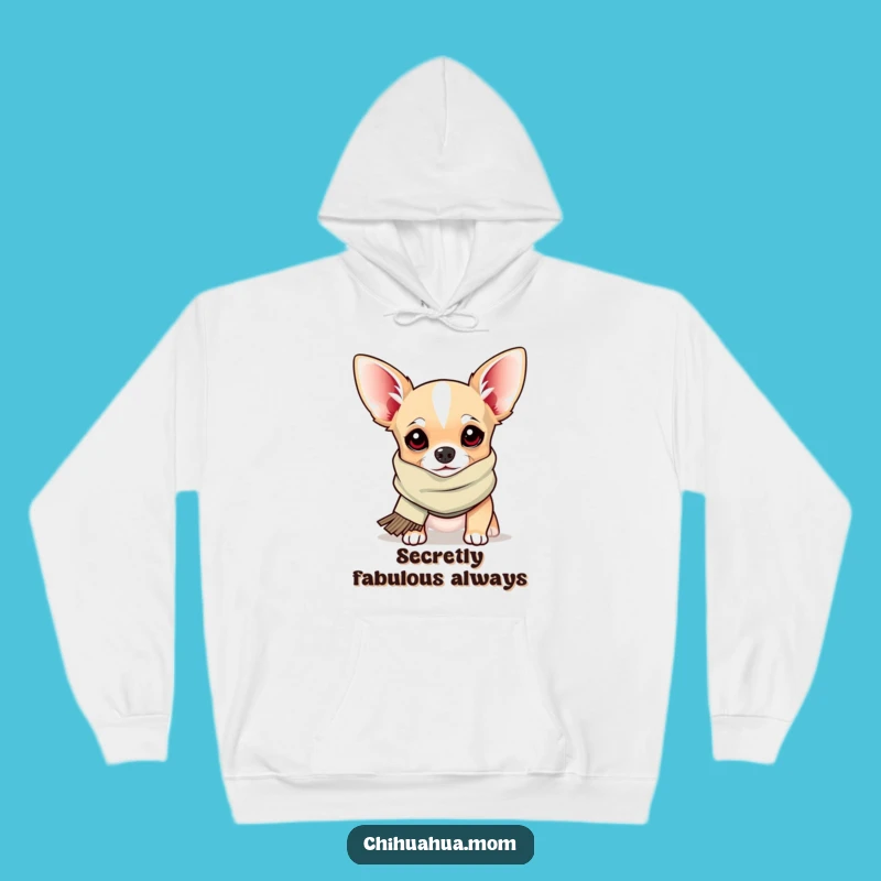 Stay warm and whimsical with this funny chihuahua hoodie. A delightful pup in a silly scarf peeks out, promising cozy smiles.