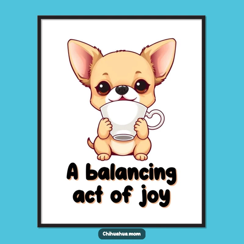 Free Printable Wall Art: Balancing Chihuahua Teacup Trick Decor