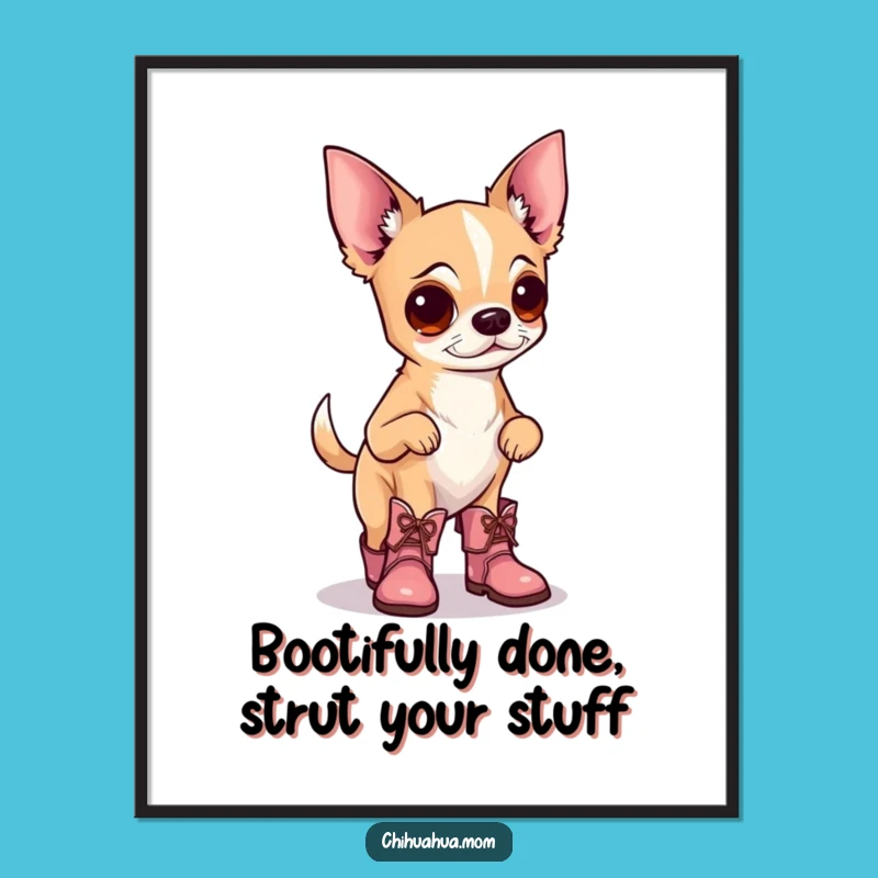 Funny Free Printable Wall Art: Chihuahua In Boots, Hilarious Downloadable Decor, DIY Gift