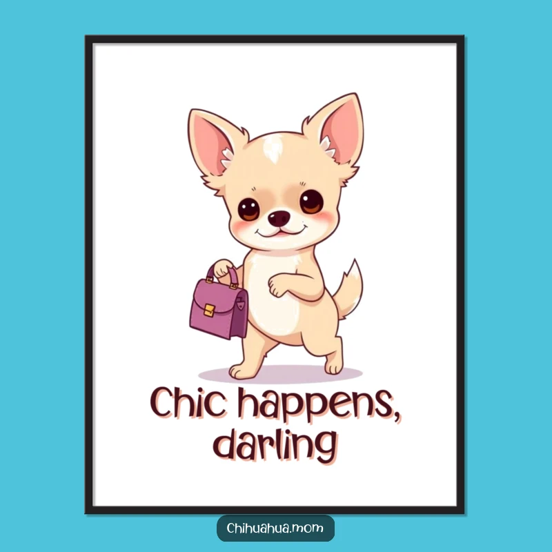Free Printable Funny Chihuahua Wall Art - Tiny Handbag Strut Downloadable Decor