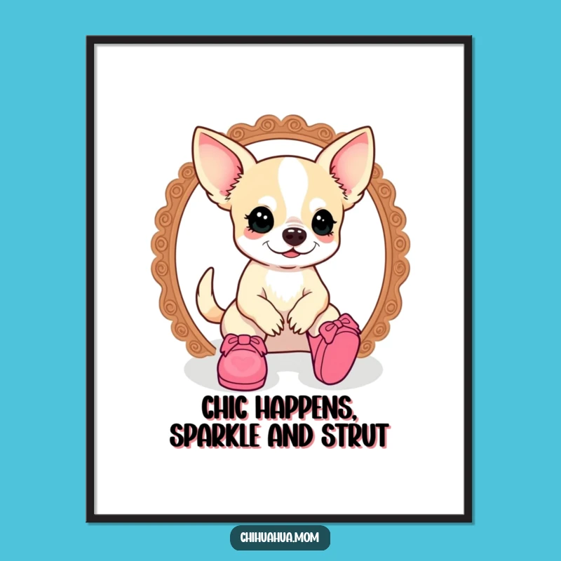 Free Printable Wall Art: Funny Chihuahua Lady Doll Shoe Decor Download