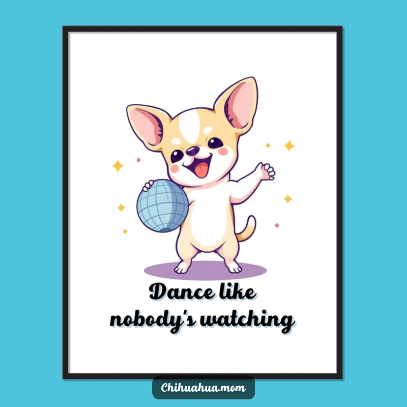 Free Printable Wall Art: Chihuahua Disco Fever Dance Downloadable Decor
